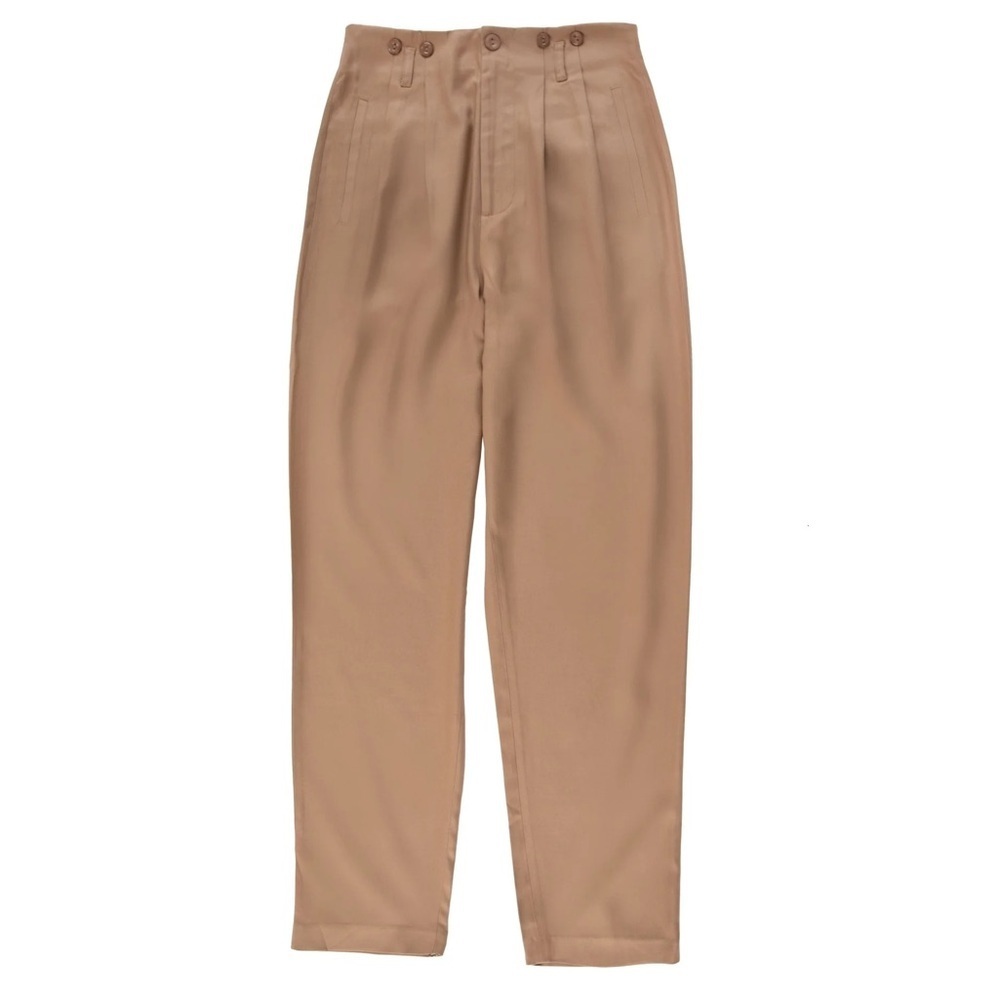 J Peterman Silk Twill Glamour Pants Camel Cocoa Creme High Rise Size 8